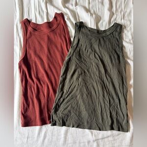 a new day Ribbed Tank Tops in Rust Red and Olive Bundle